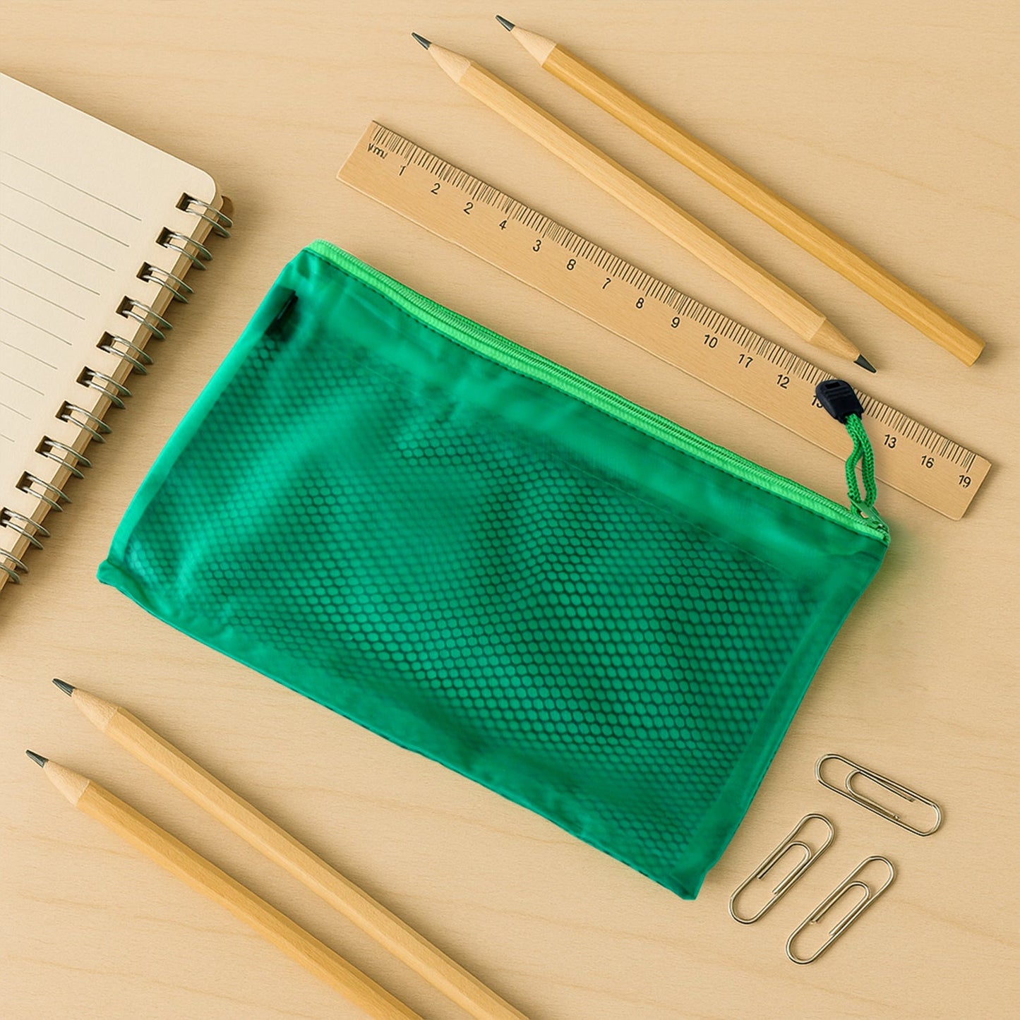 Zipper Mesh Pouch Multipurpose Travel Bag for Cosmetics Makeup Offices Supplies (25 x 16 cm)
