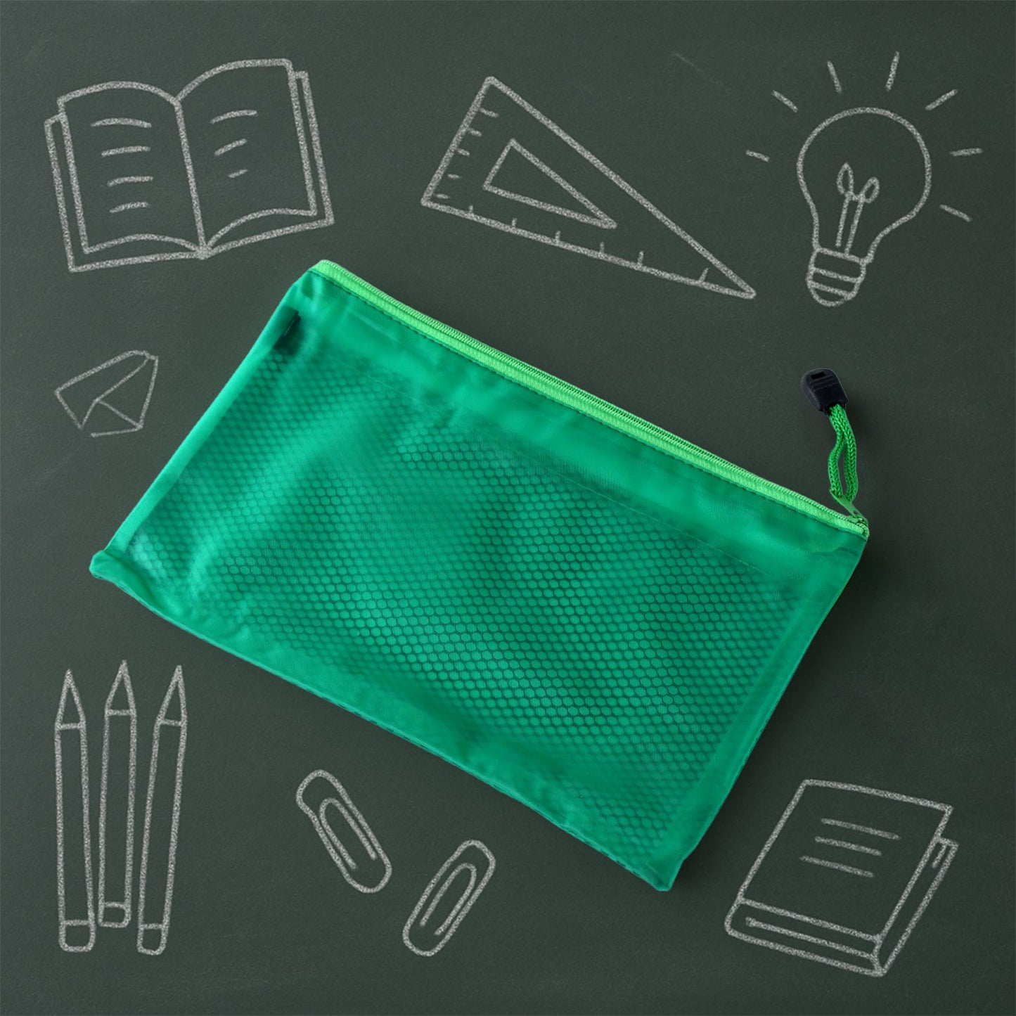 Zipper Mesh Pouch Multipurpose Travel Bag for Cosmetics Makeup Offices Supplies (25 x 16 cm)